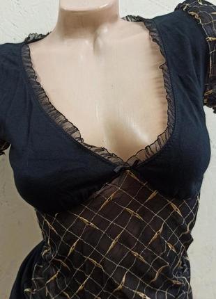 Eldar fain кофточка блузка женская короткий рукав черная с золотом размер m, l, xl2 фото