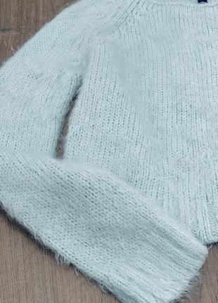 Теплий светр укорочений пухнастий м’ятний   topshop  s8 фото