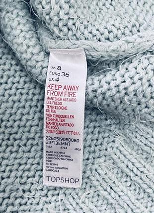 Теплий светр укорочений пухнастий м’ятний   topshop  s5 фото