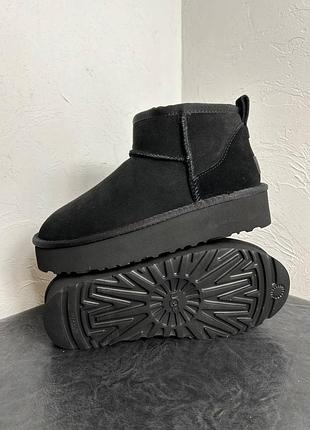 Угги ультра мини ugg ultra mini platform/ black/suede