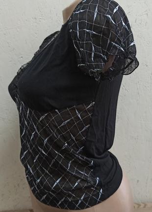 Eldar fain кофточка блузка женская черная с серебром короткий рукав размер m, l, xl3 фото