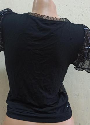 Eldar fain кофточка блузка женская черная с серебром короткий рукав размер m, l, xl4 фото