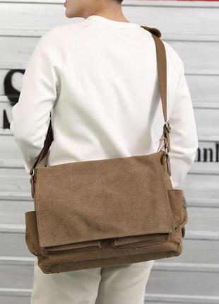 Мужская сумка через плечо тканевая "холст-cotton"1 фото