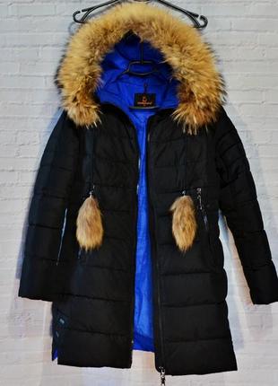 Женская пуховая куртка – пальто с натуральным мехом2 фото