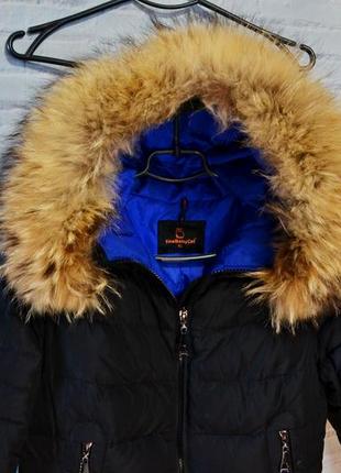 Женская пуховая куртка – пальто с натуральным мехом5 фото