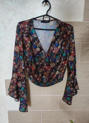 Блуза з квітковим принтом хіппі1 фото