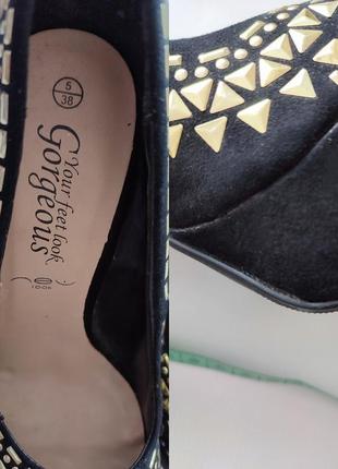 New look туфли черные замш бархатные золотые на каблуке фотосессии золото стразы камней туфельки женские каблы платформе новый год8 фото