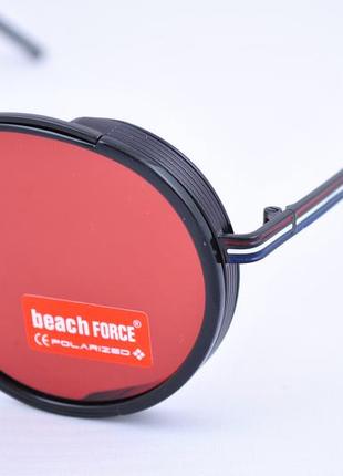 Фирменные круглые солнцезащитные очки beach force polarized unisex с шорой окуляри