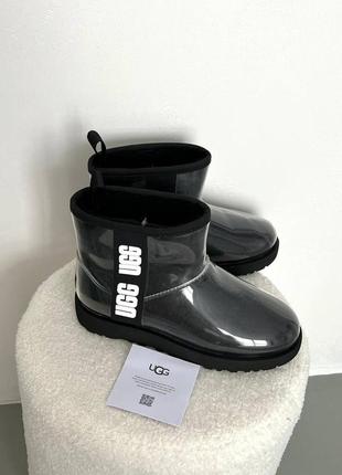 Премиальные угги, ugg rubber boots, черные, внутри овчина