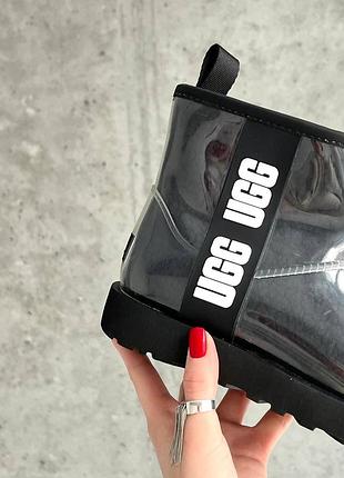 Премиальные угги, ugg rubber boots, черные, внутри овчина