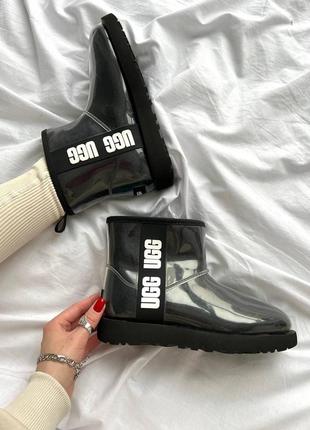 Премиальные угги, ugg rubber boots, черные, внутри овчина