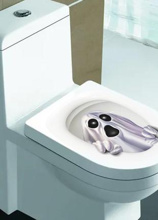 Наклейка 3d на крышку унитаза привидение