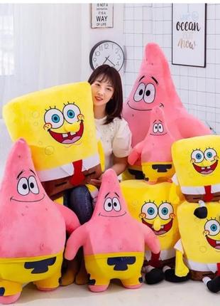 Спанч боб мягкая игрушка, плюшевая детская подушка sponge bob, 80-85 см, желтый