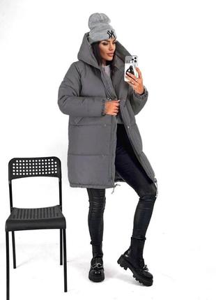 Пальто куртка женское длинное зимнее на зиму теплое бежевое черное коричневое серое с капюшоном базовое зеленое повседневное пуховик стеганое хаки синее графит3 фото
