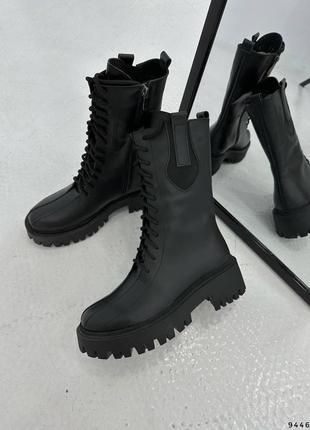 Новинка стильні  черевики зимові чорні, натуральна шкіра, всередині густе хутро(набивна вовна 40-60 %) уютни7 фото
