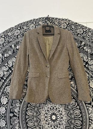 Massimo dutti піджак вовна в крапинку з карманами  зі шлицею на спинці на підкладці на ґудзиках з v коміром бортами