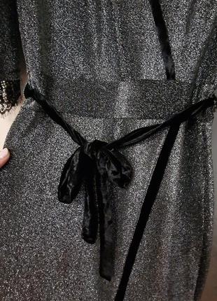 Ідеальне плаття блискуче на 46-48 розмір, з бархатним поясом1 фото