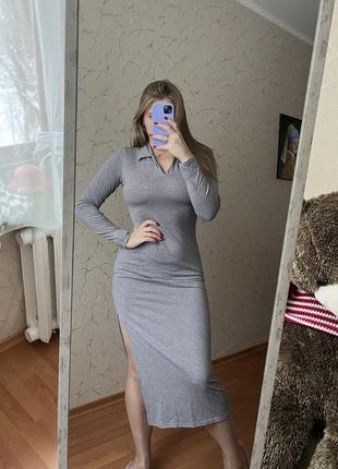 Сексуальное платье миди с разрезом