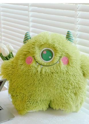 Мягкая игрушка монстр циклопчик / игрушка-подушка обнимашка антистресс 45 см зелени