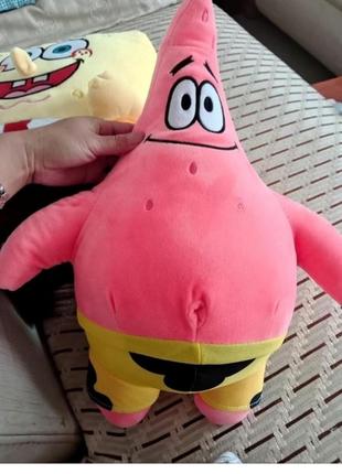 М'яка іграшка патрік 45-50 см, дитяча іграшка патрік стар подушка антистресс, рожевий1 фото
