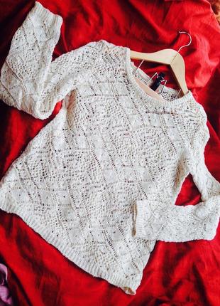 Дуже жіночний ажурний светр молочного кольору.s-m1 фото
