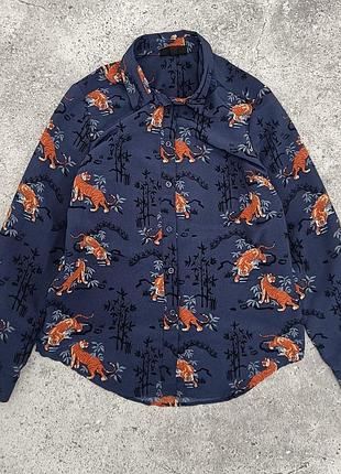 Жіноча віскозна сорочка в східному стилі з тиграми