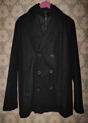 Мужское черное пальто классическое pier one с подкладкой