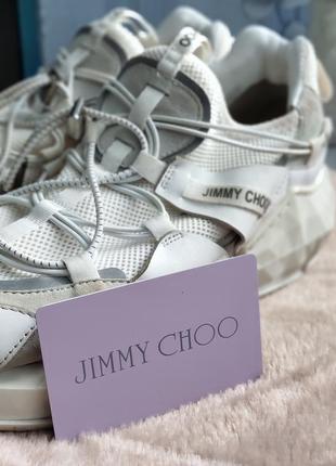 Кросівки білі, шкіра+текстиль, jimmy choo