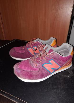 Розовые с оранжевым кроссовки кеды new balance 37р