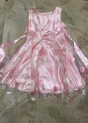 Нарядное  платье девочке весна цветок 4-8 лет 110-134 см