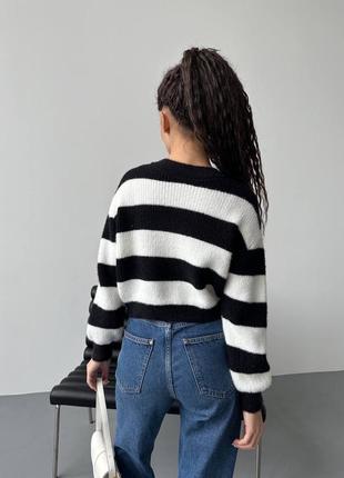Стильный свитер, р уни 42-48, кашемир, черная полоса3 фото