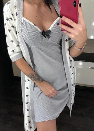 Miss victoria халат і ночнушка 100%бавовна