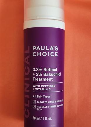 Paula's choice - clinical - бальзам для лица с ретинолом и бакучиолом - 0.3% retinol + 2% bakuchiol treatment