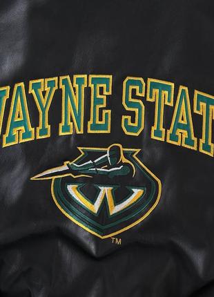 Винтажный шерстяной колледж бомбер с нашивками wayne state футбол американский7 фото