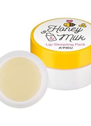 Молочно-медовая ночная маска для губ a'pieu honey & milk lip sleeping pack2 фото