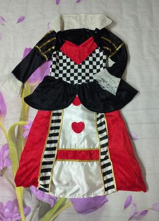 Карнавальный костюм платье королева сердец алиса в стране чудес королева червей детский костюм королевы2 фото