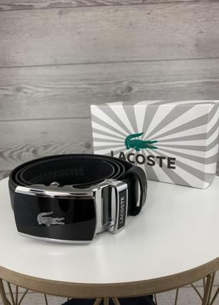 Ремень lacoste черный подарок парню подарочная упаковка мужской4 фото