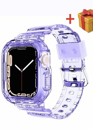 Чохол ремінець для apple watch 8/7/6/5/4/3/2/1 (40  мм) + бампер для годинника у подарунок/ фіолетовий