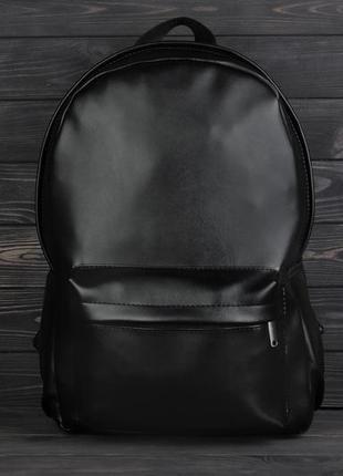 Черный рюкзак под кожу мужской женский2 фото