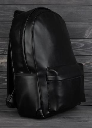 Черный рюкзак под кожу мужской женский1 фото