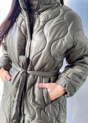 Пальто зимнее цвета хаки, мята, черный6 фото
