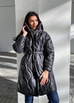 Пальто зимове кольори хакі, м'ята, чорний1 фото