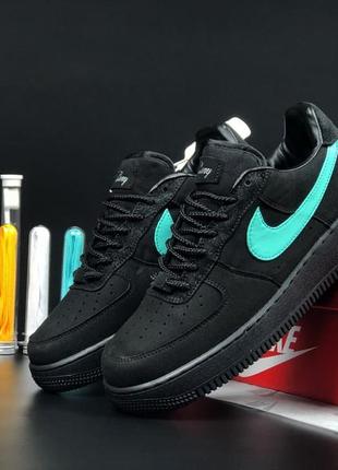 Nike air force 1 low tiffany кроссовки женские замшевые черные демисезон кеды найк аэр форс топ качество осенние8 фото