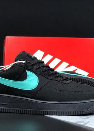 Nike air force 1 low tiffany кроссовки женские замшевые черные демисезон кеды найк аэр форс топ качество осенние