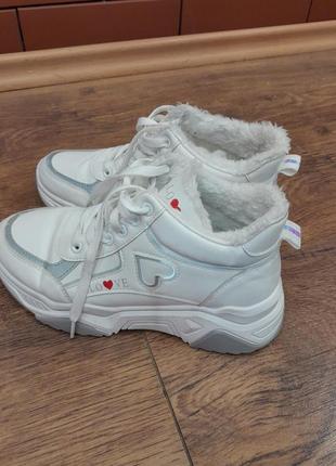 Теплі білі кросівки кросовки утеплювач1 фото