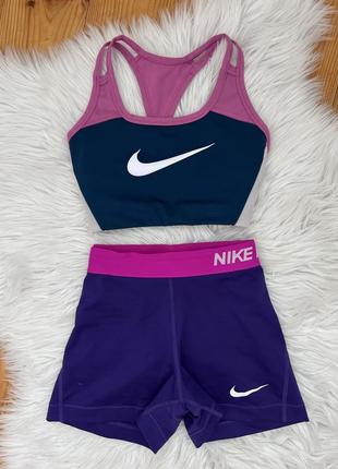 Фиолетово розовые шорты nike pro