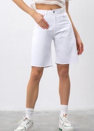 🤍білі подовжені джинсові шорти cropp 16/xxl