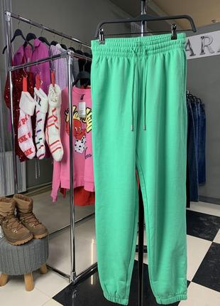 Джоггеры спортивные штаны h&amp;m оригинал зеленые на флисе