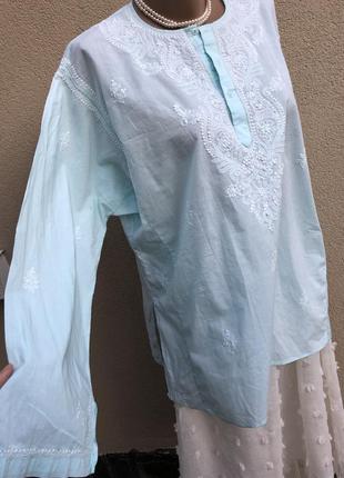 Блузка,рубаха с вышивкой в этно стиле,хлопок,индия,большой размер.3 фото