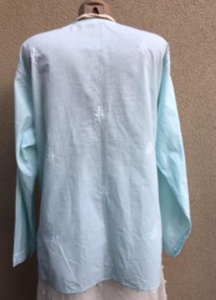 Блузка,рубаха с вышивкой в этно стиле,хлопок,индия,большой размер.10 фото